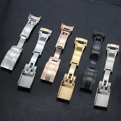 9x16mm Uhrenarmband-Verschluss für Rolex Submariner Daytona GMT Yacht-Master Edelstahl Verstellbare Metallknopf-Uhrenschließe