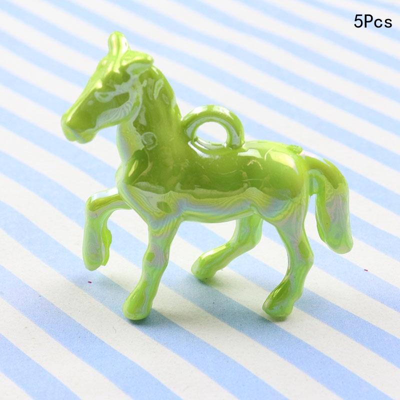 5 Stück Kawaii 3D Buntes Kleines Pferd Acryl Anhänger Halskette Ohrringe Schlüsselanhänger Ohrringe DIY Charms Schmuckzubehör