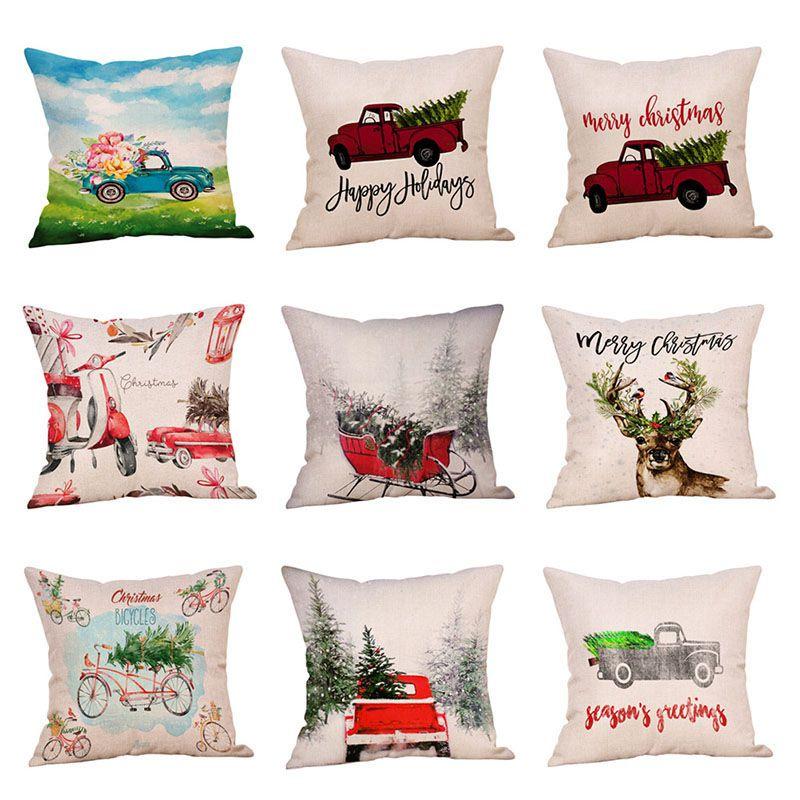 Luxurious Linen Christmas Pillow Case For Sofa And Car Beautiful Festive Design