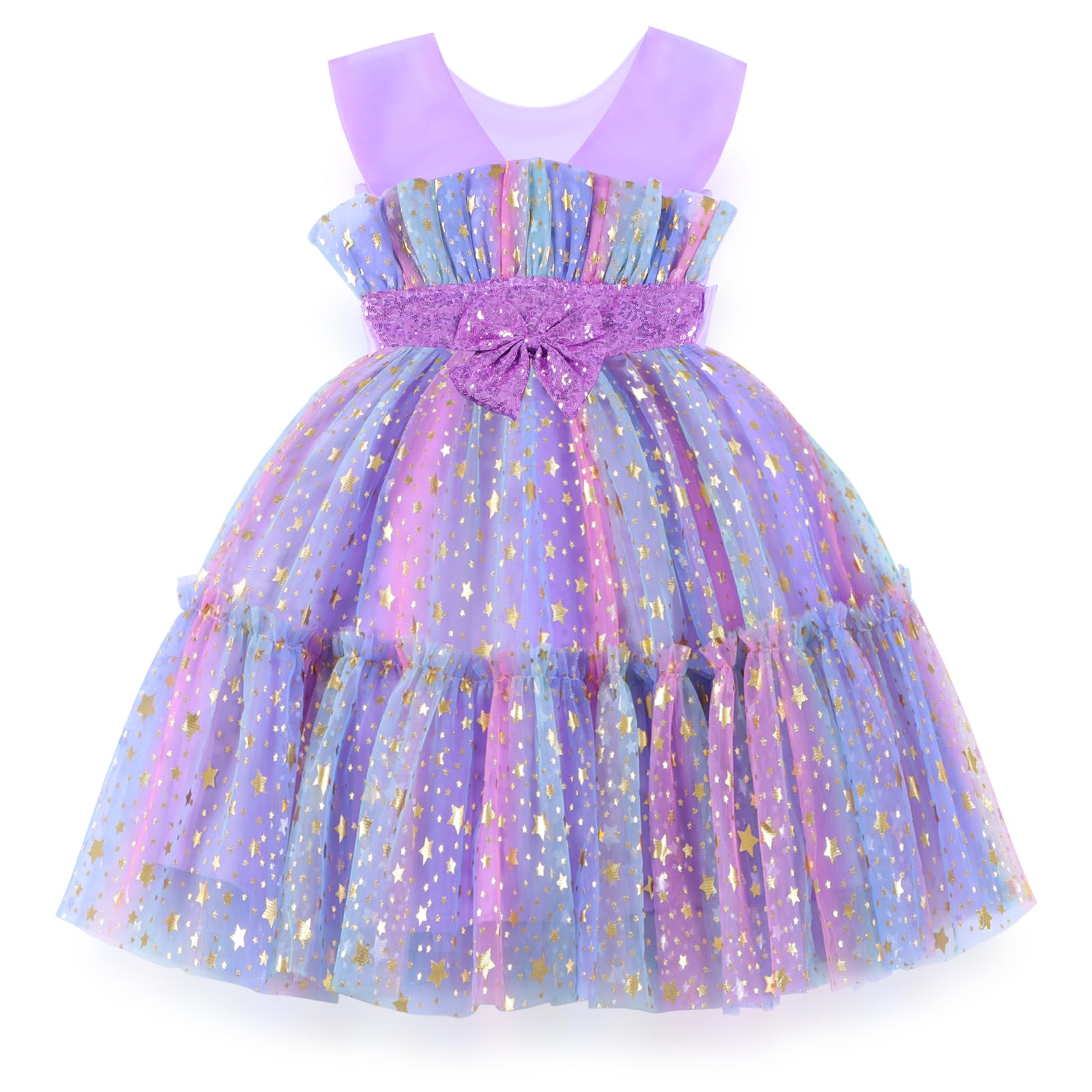 

Kayiyasu Rainbow Dress with Bow and Star Perfect for Entrance and Piano Size Rainbow Girls Pattern, Recitals, Ceremonies, Weddings, Shichi-Go-San,