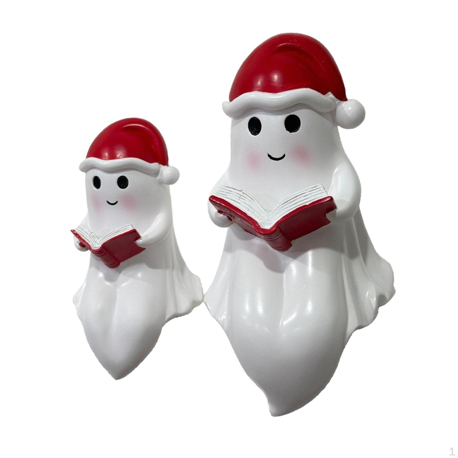 

2x Reading Book Lamps wearing Santa Hat Halloween Decoration Sitting Figurines for Bedroom Desk
