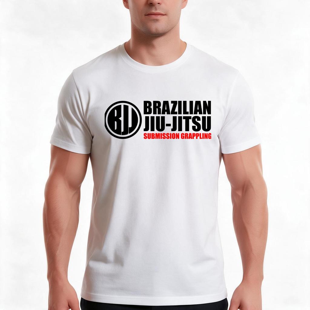 Bjj Brazilian Jiujitsu Submission Grappling White Tshirt Summer Casual Cotton Tee Oversized Streetwear Tops