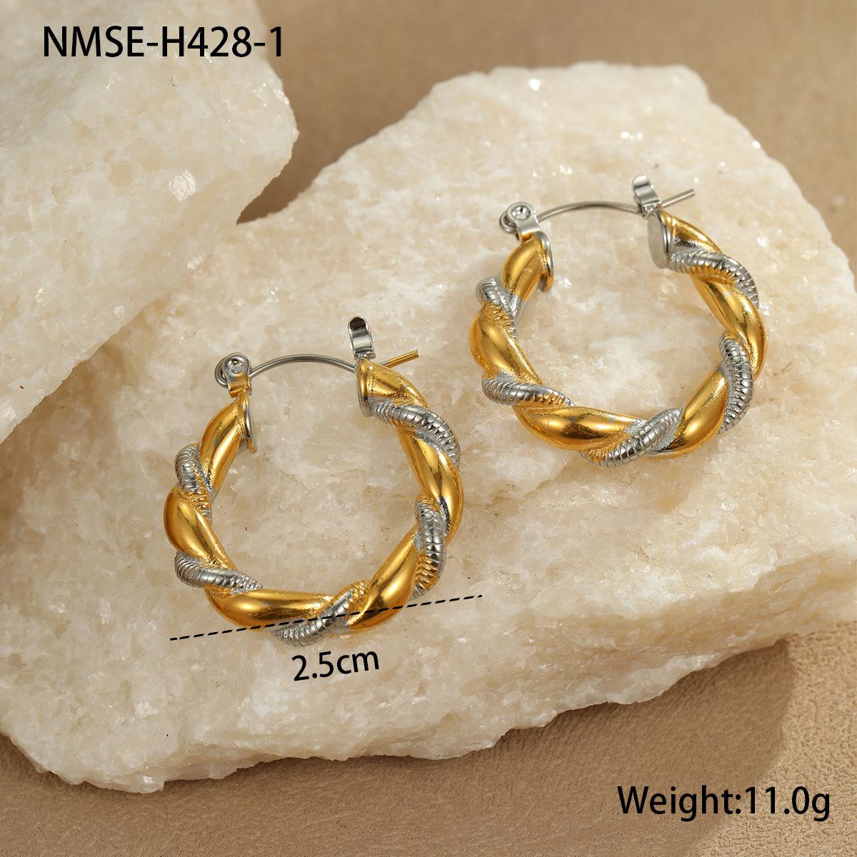 GEMCHIC Women s Color Block Twisted Hoop Earrings 18K Gold Plated Stainless Steel Fashion Jewelry