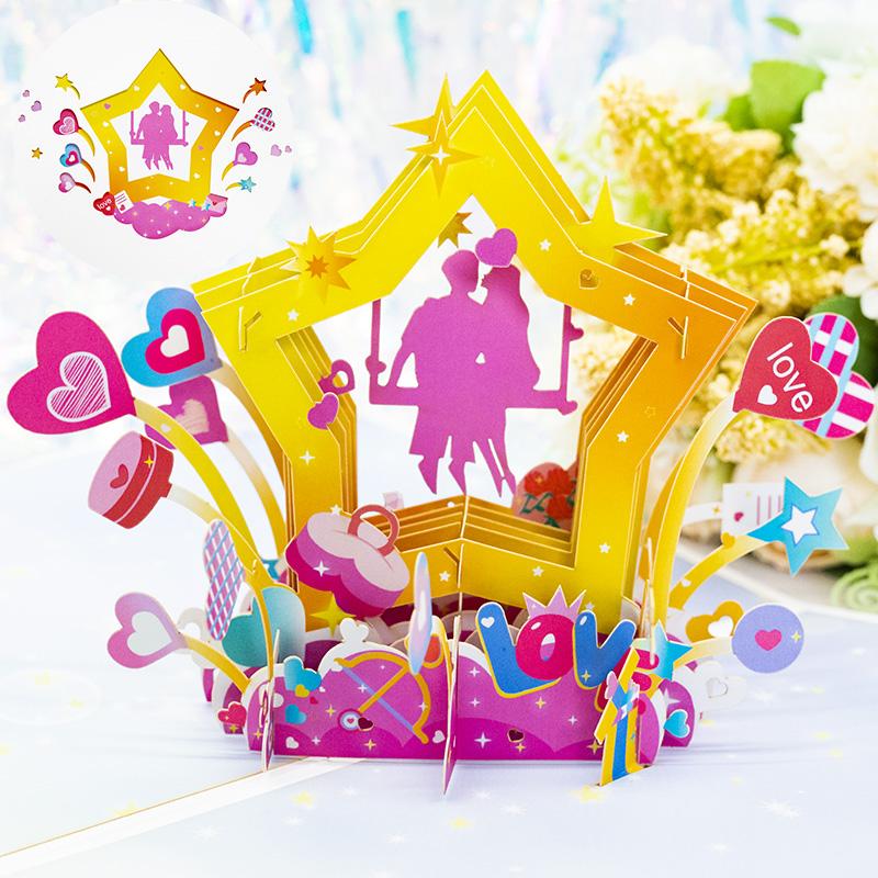 3D Pop Up Milostná karta Pro Manželku a Přítelkyni Dárek K Valentýnu Výročí Svatba Pozvánka Pozdrav Poděkování Karty