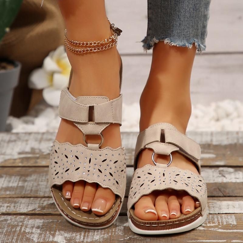 Fashion Roman Cool Drag Women's Summer New Round Toe Open Toe Metal Buckle Wedge Plus Size Platform Non-slip Beach Sandals