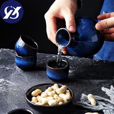 Creative Household Japanese Style Sake Set Blue Mini Ceramic Flask Vintage Wine Bottle Flagon Liquor Spirits Drinkware P Flask
