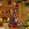 2D Wooden Guitar Christmas Tree Pendant Ornament Guitar Musical Instrument Wood Acoustic Guitar Musical Christmas Decorations