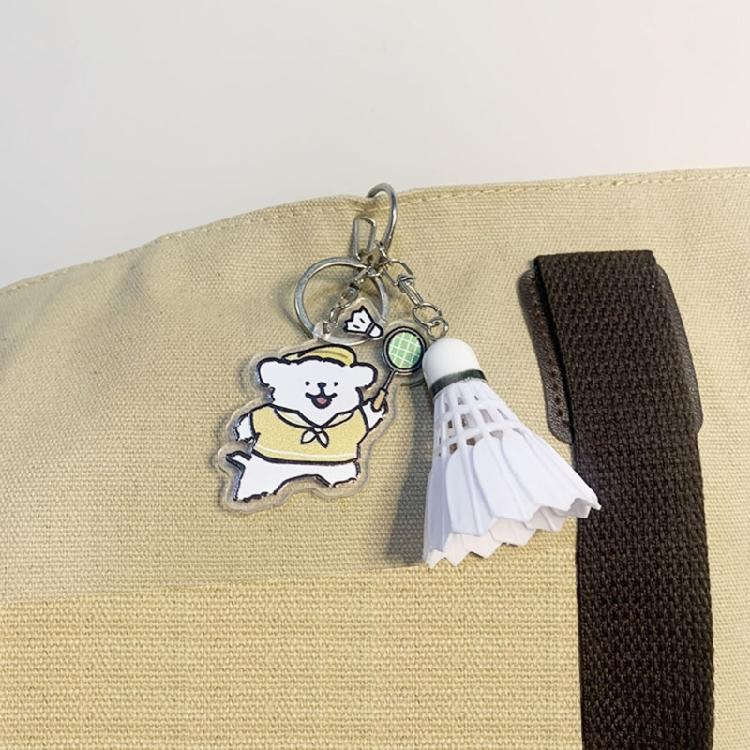Badminton Pendant Acrylic Key Rings Decoration Bag Cartoon Dog Badminton Key Chain Small Keychain Hanging Pendants