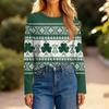 Women's Fashion Casual Slit Hem Round Neck Long Sleeve Loose Printed T-Shirt Ladies Top