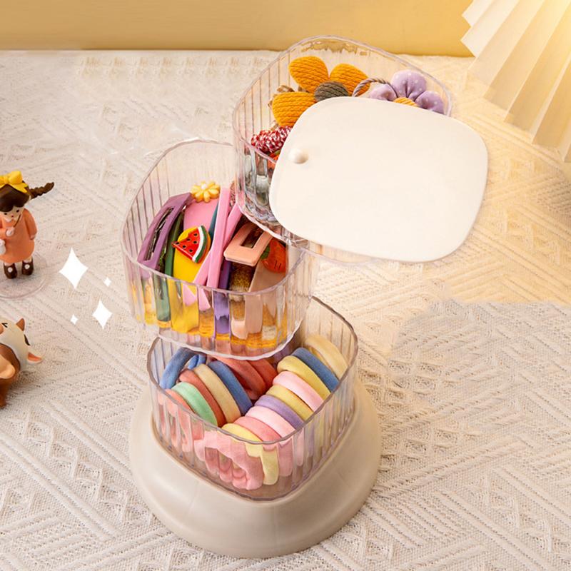 Rotating Jewelry Box Display Stand Organizer Earrings Necklace Ring Storage Box Cotton Pad Makeup Cotton Swabs Organizer