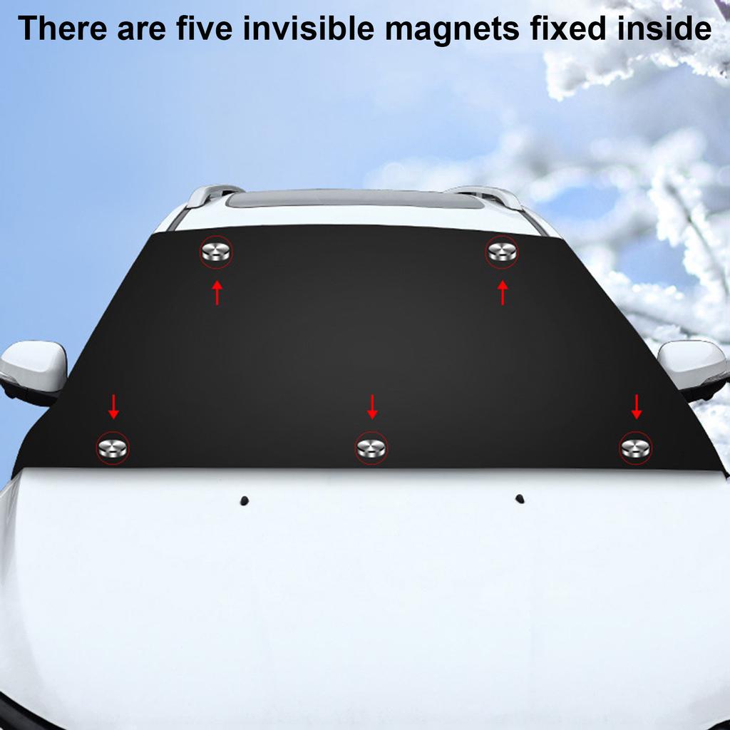 Silver Coated Cloth Car Snow Cover With Magnets 165x110cm Front Windshield Sunshades Protector Car Covers Sun Shades For Winter