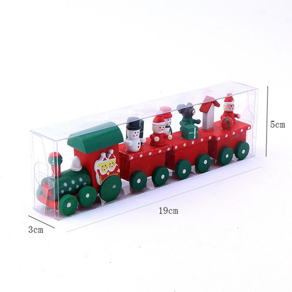 Деревянный Рождественский Маленький Поезд Рождественские Украшения со Снеговиками Санта Рождественский Тематический Поезд Украшение для Стола Игрушечный Поезд Подарки на Рождество