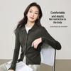 ESE-Y Women's Spring Slim-Fit Polo Collar Knitted Cardigan