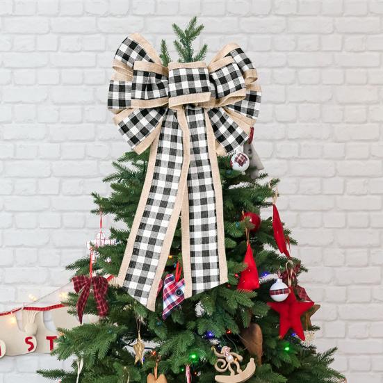 Large Christmas Bow Red Black Buffalo Plaid Christmas Wreath Bows Christmas Tree