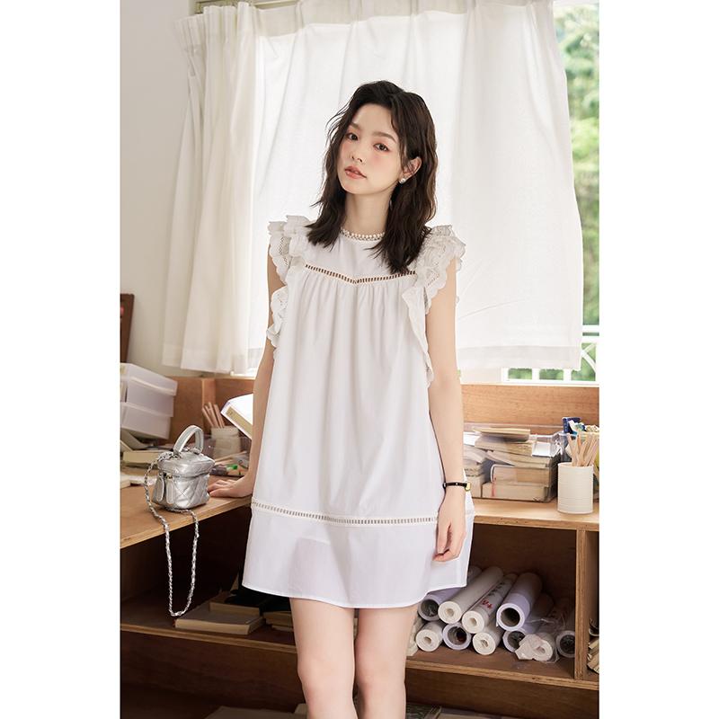 

Женское платье Mishow, новинка 2023 года, лето 2023, новое летнее платье с вышивкой и рукавами-крылышками, высокой талией и круглым вырезом, повседневное платье в корейском стиле MXC35L1324 L