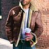 Men's Imitation Leather Fleece Fur Integrated Short Belt Large Lapel Men's Jacket