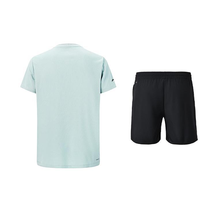 Li-Ning Fashionable Daily Moisture-Wicking Quick-Dry T-Shirt Classic Versatile Breathable Shorts Casual Sports Suit ATSV609-3+AKSU789-3