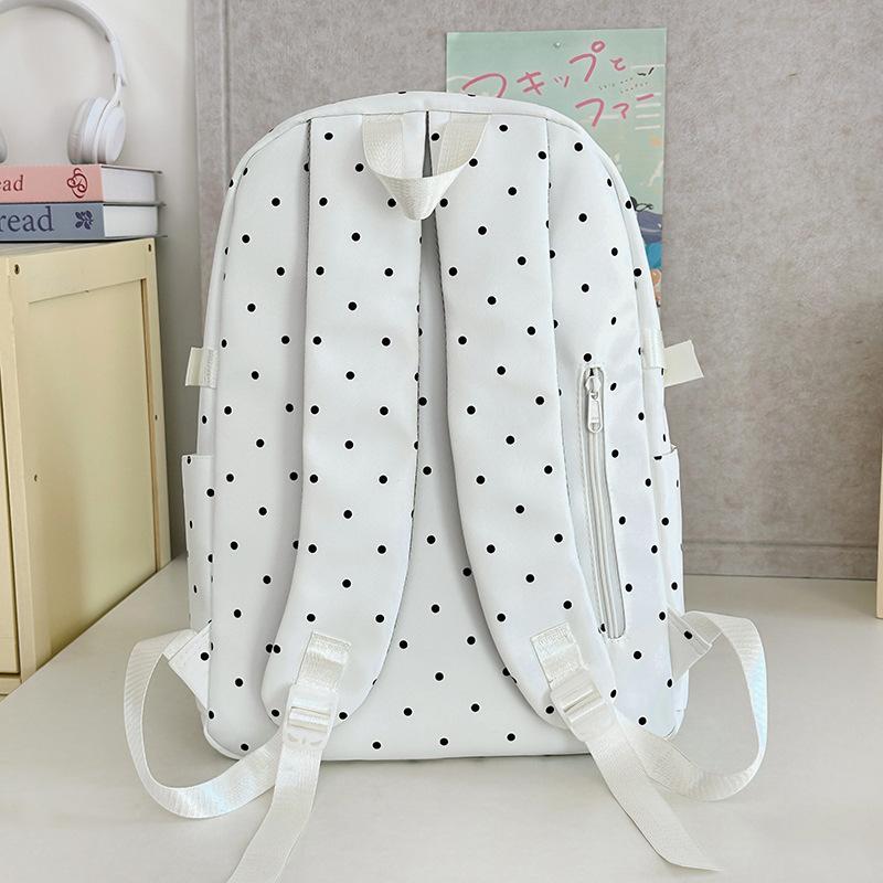 School bag schoolbag ins style versatile high value polka dot Korean girl light first big travel backpack