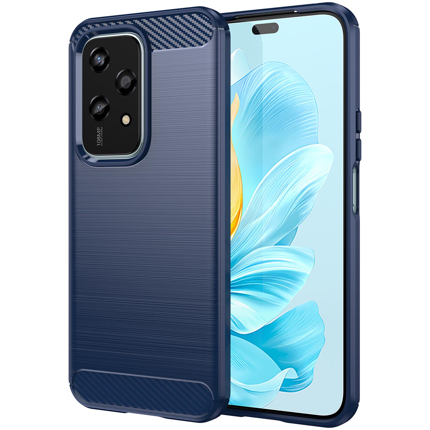 

For Honor 200 Lite Carbon Fiber Texture Soft TPU Protective Phone Cover Blue