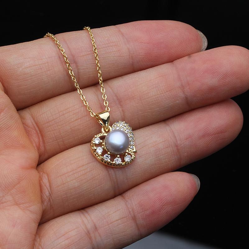 Real Freshwater Pearl Heart Pendant For Women,Cute White Natural Pearl Necklace Wedding Birthday Gifts
