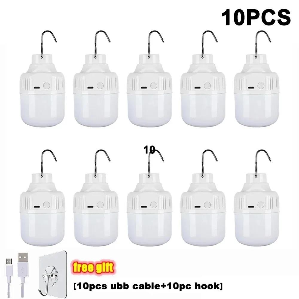 1-10pcs Outdoor USB Rechargeable LED Lamp Bulbs High Brightness Emergency Light Hook Up Camping Portable Lantern Night Lights