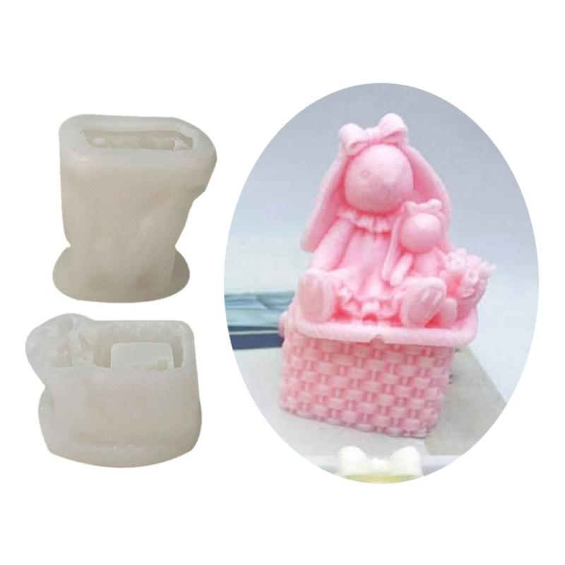 Cute Animal Candle Molds Lovely Rabbits Storage Box Silicone Molds Jewelry Box Resins Molds Soap Molds Home Decorations