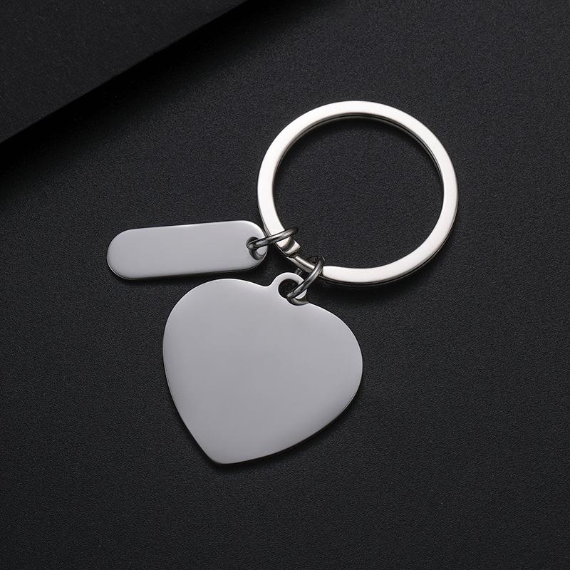 Heart-Shaped Stainless Steel Keyring with Laser Color Printing - Perfect for Engraving & Festival Gifts