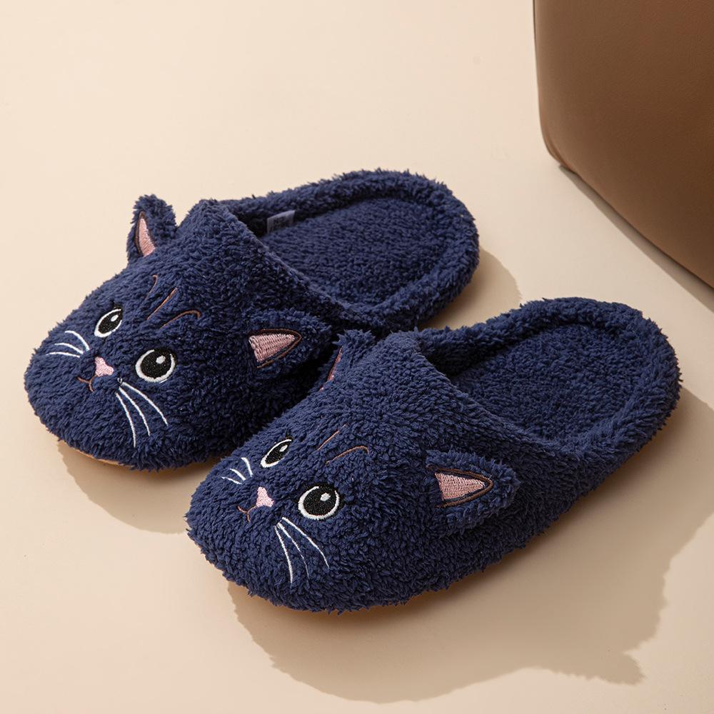 Autumn and Winter Cat Cotton Slippers Cartoon Soft Bottom Warm and Non Slip Slippers