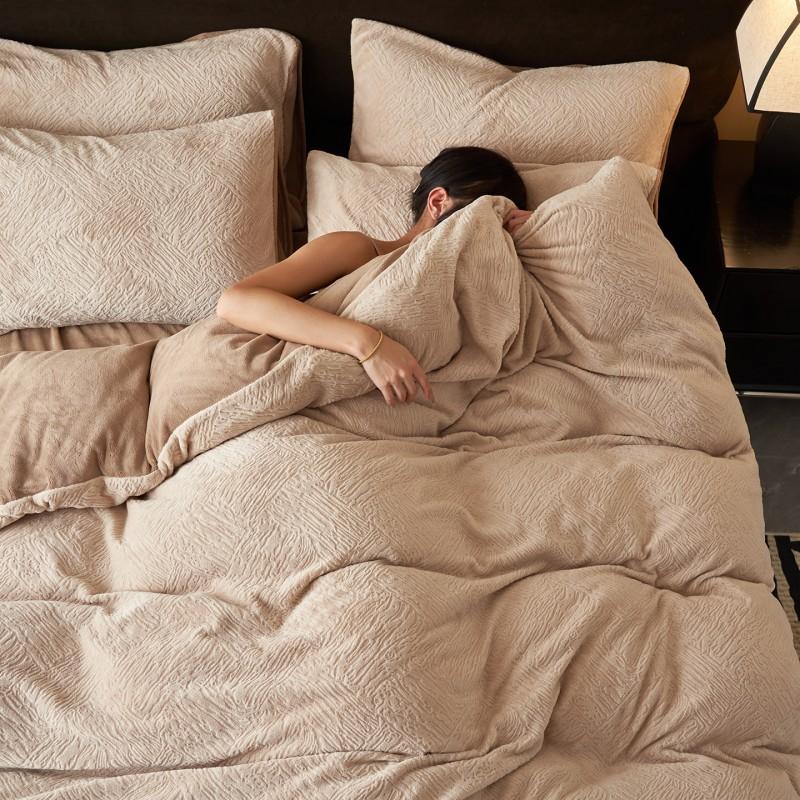 Baby Mom Grade A High Weight Milk Velvet Bedding Set Winter Warm Coral Fleece Sheet Duvet Cover