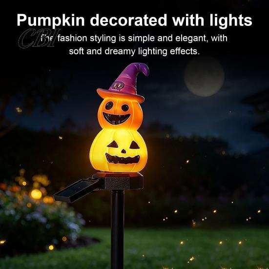 Solar Powered Path Lights Halloween Pumpkin Light, Ghost Garden Stake Waterproof Stakes LED Pathway Light for Yard Patio Lawn Decor Decorations