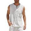 Men's Casual Loose Cotton Linen Shirts  Colour Shirt Blouse Sleeveless Vest Beach Shirts Tops