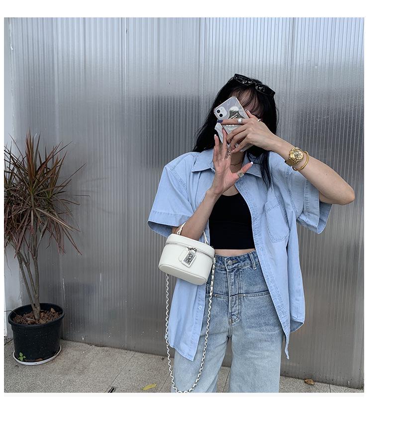 Damen Sommer Macaron Ovale Handtasche: Modische Schulter- & Umhängetasche mit Lychee-Muster