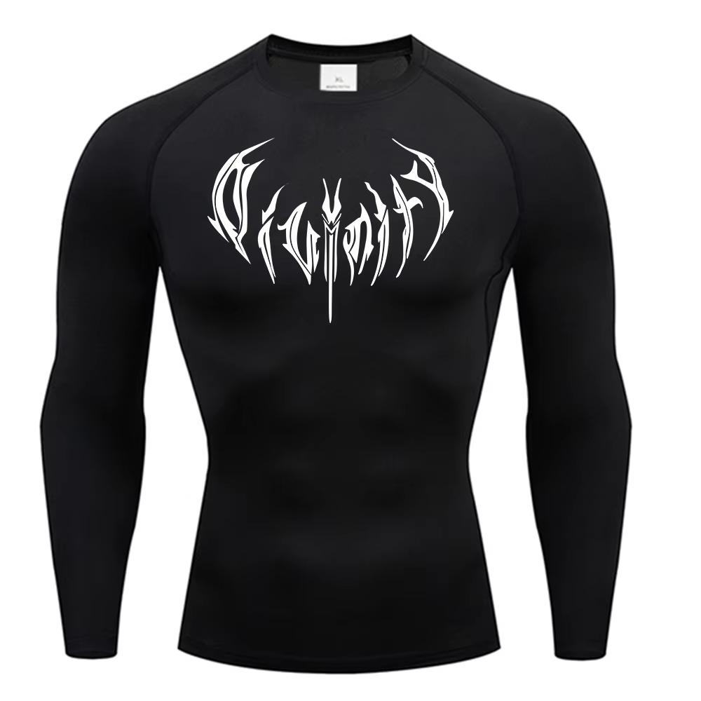 Trendy Y2K Print Compression Shirt Men's Running T-Shirt Gym Sports Quick-Drying Shirt Outdoor Cycling Jogging Training Top 848