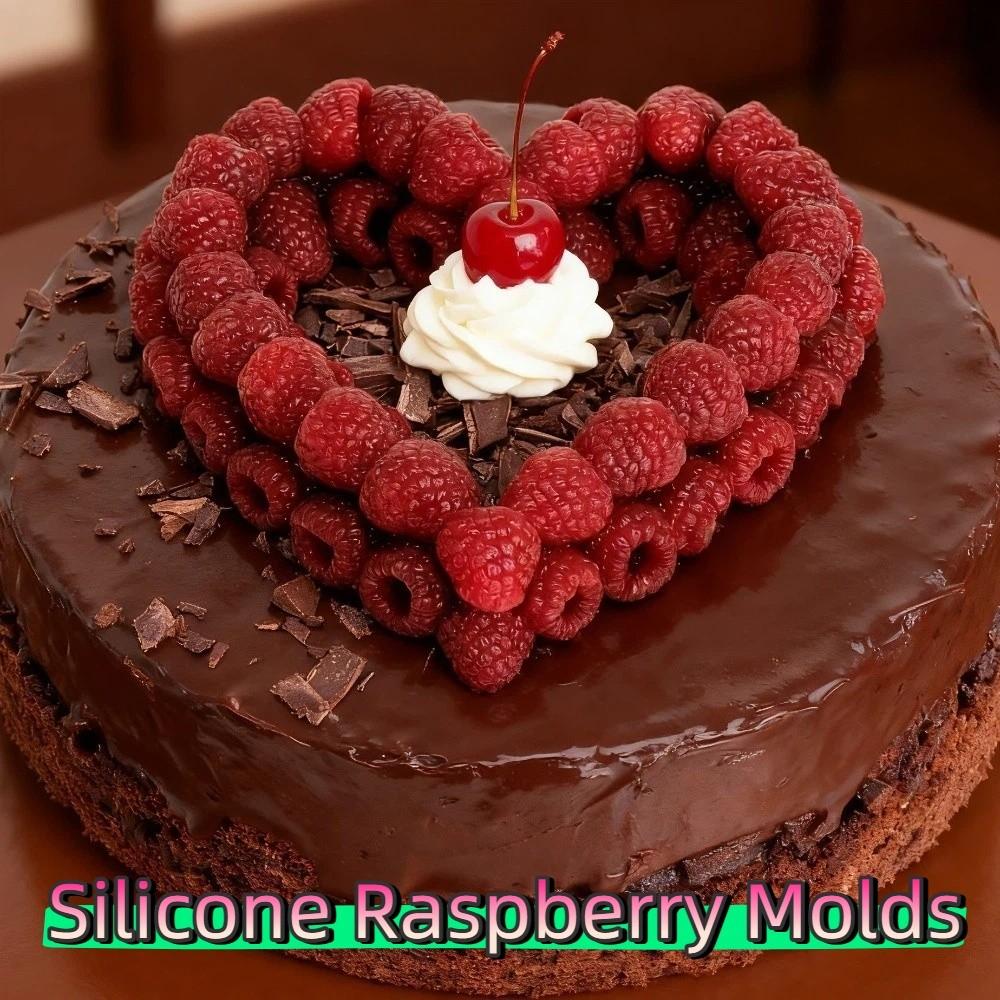 Realistic Silicone Raspberry Molds Lifelike 3D Heart Ring Molds Multifunctional Non-stick Raspberry Mousse Cake Mold Fondant