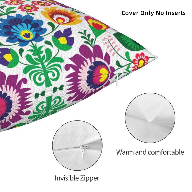 Colourful Flowers Polish Floral Pattern Cushion Cover 40x40 Cm Velvet Polyester Throw Pillow Case For Sofa Home Decor Pillowcase