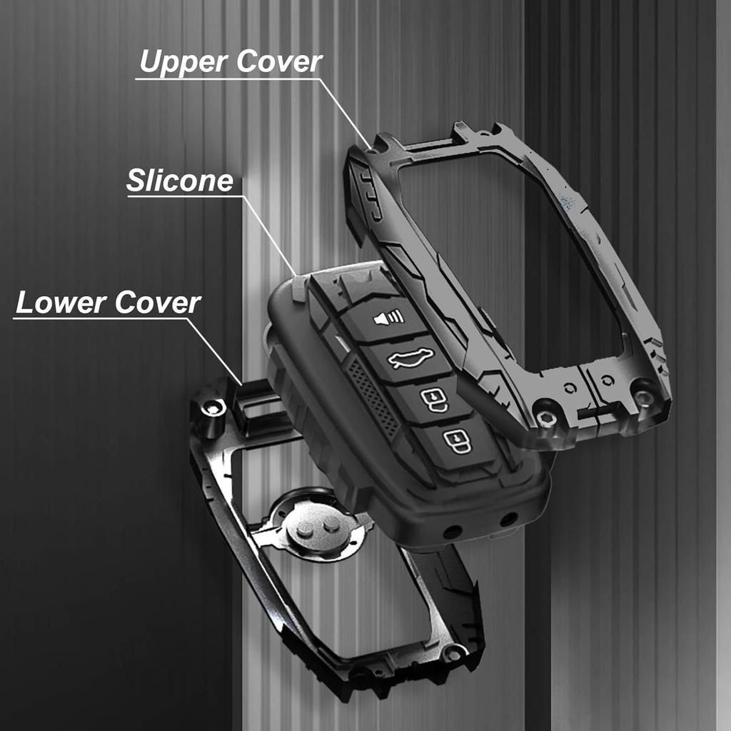 Metal Key Fob Cover Compatible With 2018- Toyota RAV4 Camry Corolla Avalon C-HR Prius GT86 Highlander Full Protection Key Case Shell 4 Keys Vacuum