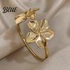 Women Adjustable Alloy Bracelet Flower Cuff Bracelets for Double Open