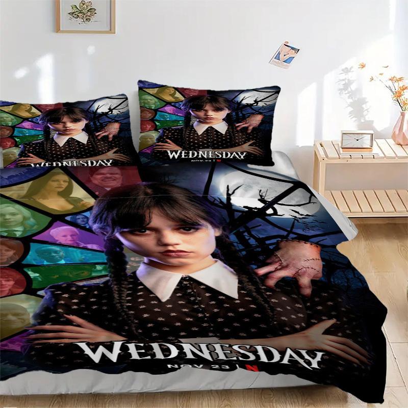 

Wednesday Addams Bedding Set Comforter Cover Gift for Bedroom,Includes 1 Cover and 2 Pillowcases, No InsertB314 135x200cm