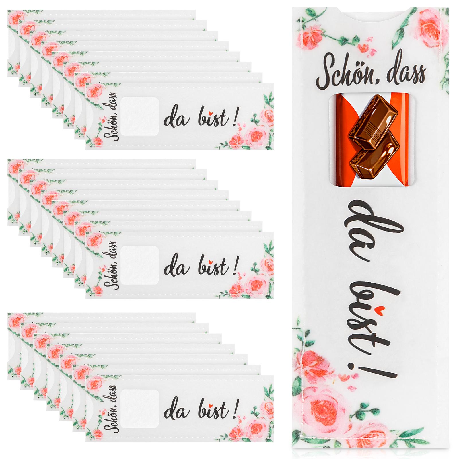 

24Pcs Felt Gift Bags Exquisite Felt Present Bag French “Schön dass du da bist” Chocolate Gift Set Holiday Felt Wrapping Gift Box 14x5x0.4CM