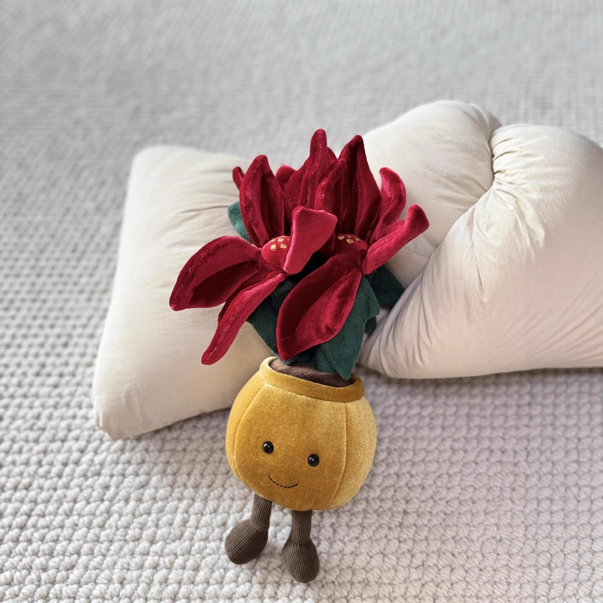 

Red Plush Doll Doll, Potted Plant Toy Ornament Plant