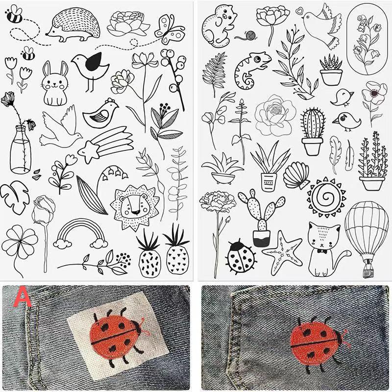 DIY Water Soluble Embroidery PatternWash Away with Pre-Printed Pattern Designs Stencils Transfers for Hand Sewing Lover Beginner