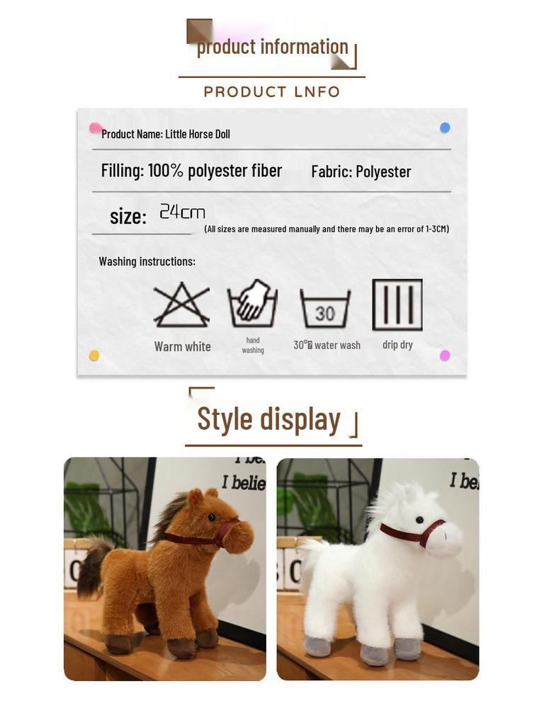 Cute Little Horse Plush Toy Pendant - Children's Zoo Animal Mascot Doll