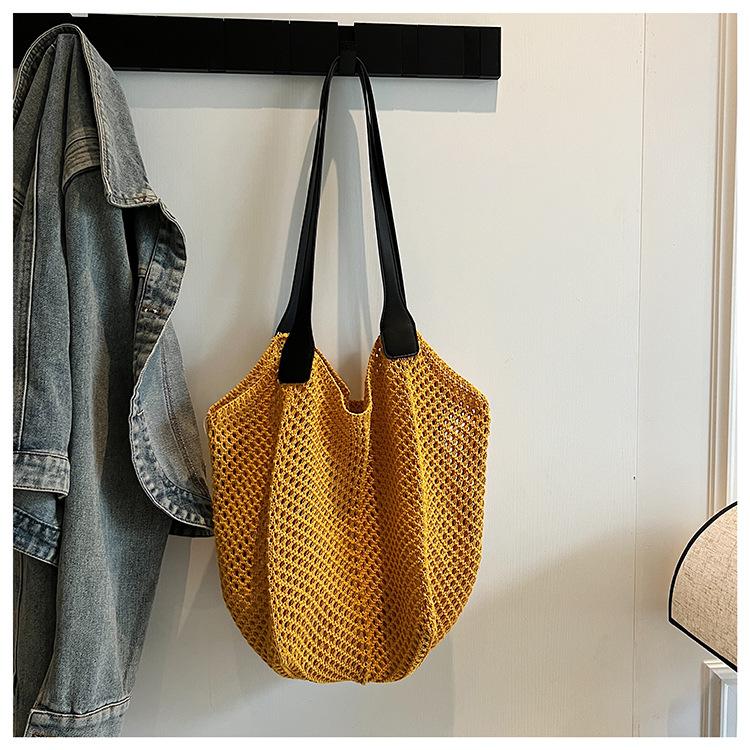 Street trend simple summer shoulder cotton thread woven knitted bag handbag beach vacation