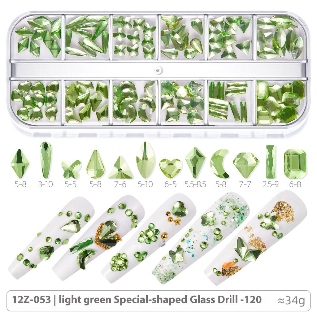 Broca para Nail Art 12 Compartimentos Strass Fundo Plano Broca Formato Especial Unha Vidro AB Aurora Transparente Broca Unha Conjunto de Joias para Nail Art