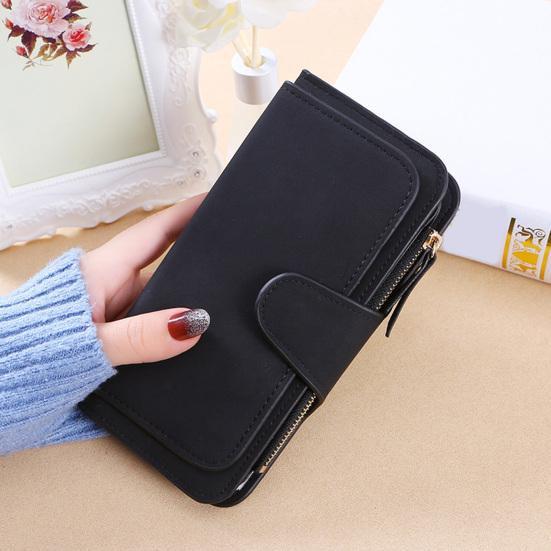 Women Long Wallet Large Capacity Wallet with Zipper Pocket 16 Card Slots ID Window Faux Leather Travel Clutch Wallet for Cash Management