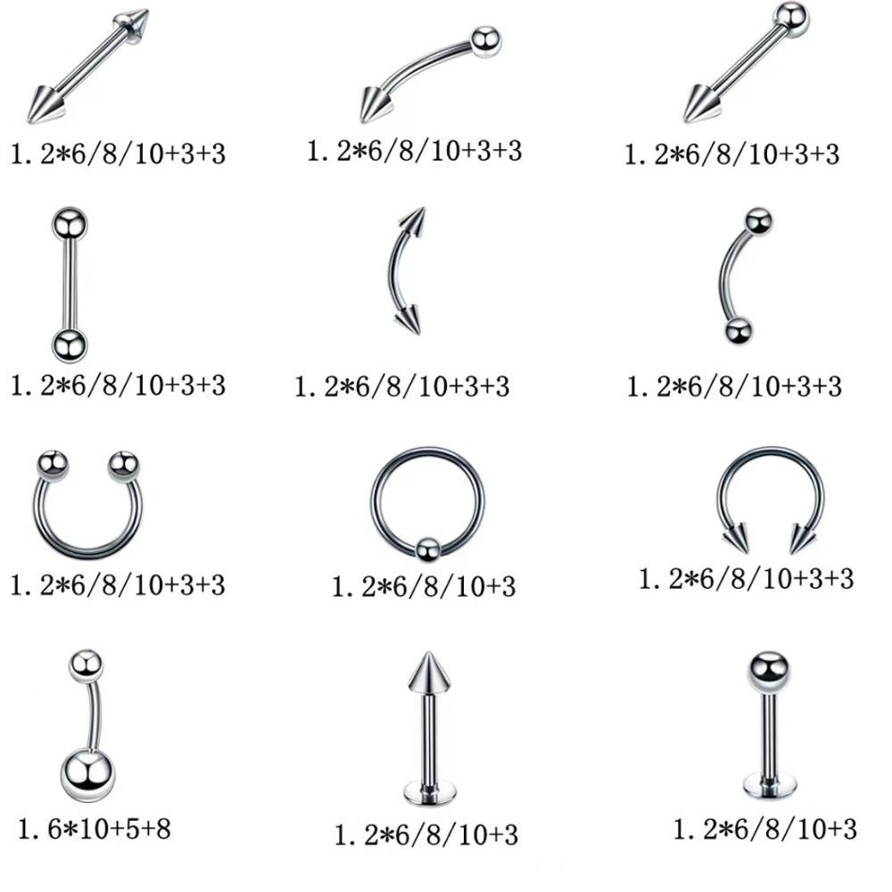 Stainless Steel Ball Hoop Earrings Nose Ring Nipple Ring Lip Stud Eyebrow Stud Navel Stud for Men Women Piercing Body Jewelry