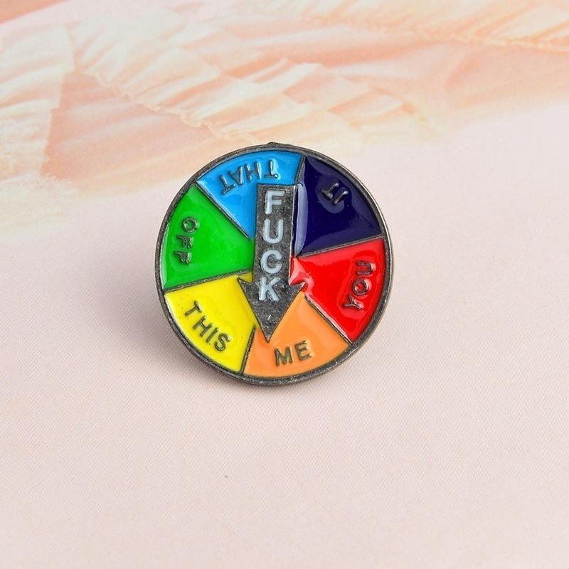 1Pc/3Pcs Pu Jacket Lapel Pins Turntable Pins "OFF ME YOU IT THIS THAT"cartoon Fun Enamel Pins Jewelr