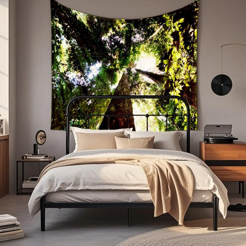Boho Chic Wall Tapestry With Moon Phase Floral Starry Sky Design Bedroom Yoga Studio Decor