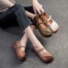 Scarpe da donna comode, versatili, retrò, in vera pelle, fatte a mano, con suola morbida
