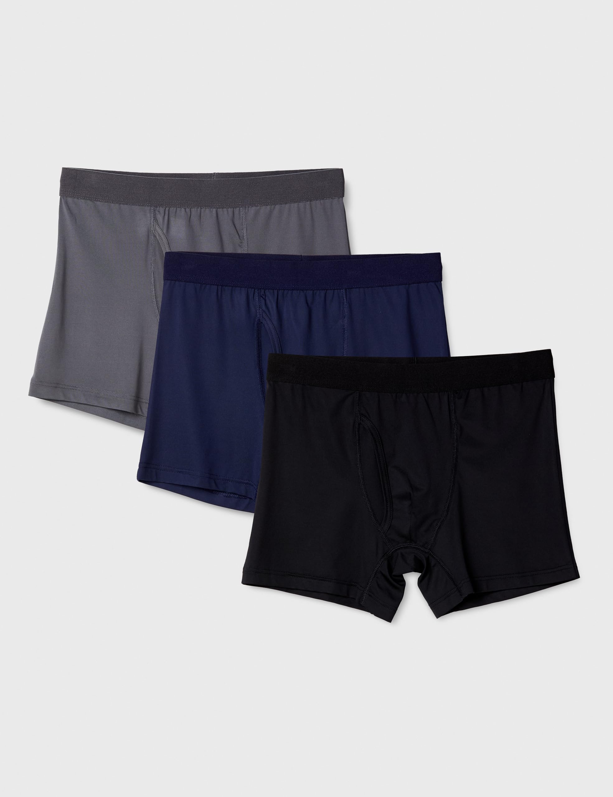 

[Amazon Essentials] 3-pack боксеров, Эластичные, Антибактериальные, Устойчивые к запаху, Мужские, Черный/Серый/Темно-синий, XL